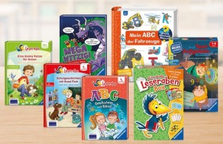 Spielen und Lernen - 1 x Schulstart-Paket von Ravensburger (5 Bücher, Spiel, Leseraben-Box)