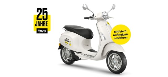 Technische Werke Schussental - 2x1 E-Vespa inklusive 300€ Gutschein für einen Vespa-Helm für die Firma Zweirad Deusch (Produktkauf, Abholung )