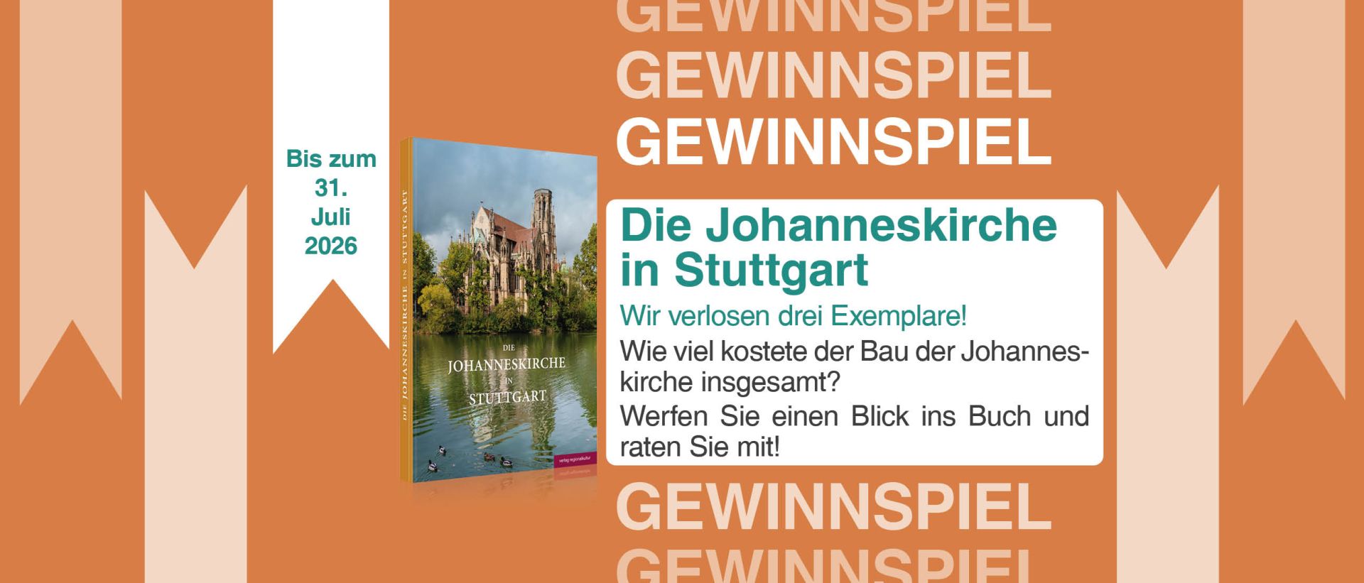 Verlag Regionalkultur - 3 x 1 Exemplar des Buches "Die Johanneskirche in Stuttgart"