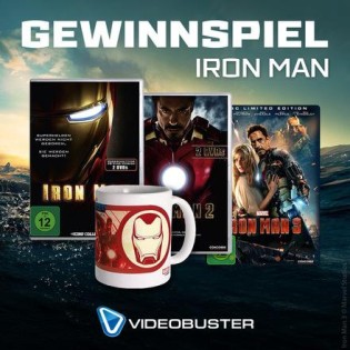 Videobuster - Fan-Sets mit jeweils IRON MAN 1-3 DVDs + Tasse