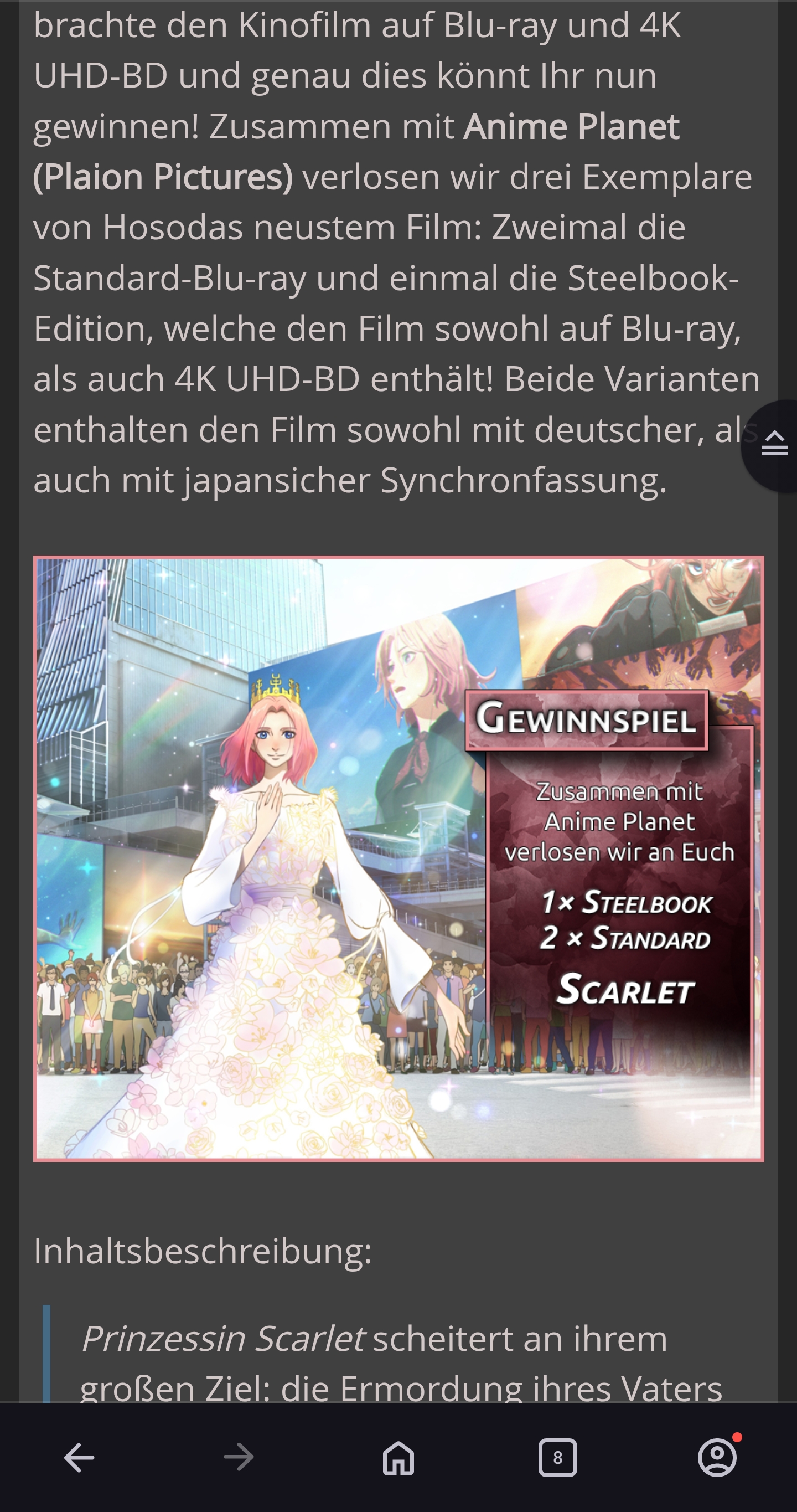 anisearch - Anime: 3x „Scarlet“ auf Blu-ray