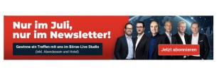 Börse.live - Ein exklusiver Besuch im Börse Live Studio (Nassauer Straße 36 61440 Oberursel) inklusive persönlichem Treffen mit Börse Live Experten. Der Gewinn umfasst außerdem ein gemeinsames Abendessen sowie eine Übernachtung