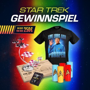 ELBENWALD - 1x Star Trek Fanpaket im Wert von über 250 € (enthält 3D-Schachspiel, U.S.S. Enterprise Schneidebrett, Kartenspiel, Spock T-Shirt & Gläserset)