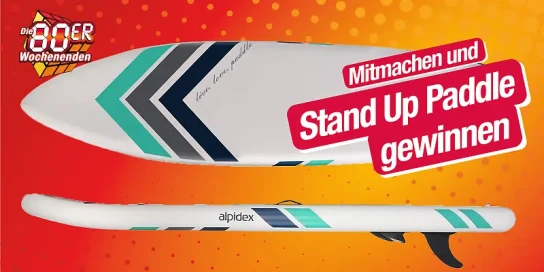 Hitradio RTL Sachsen - ein ALPIDEX Stand-Up-Paddle-Set inklusive Paddel, Rucksack, Luftpumpe, Leash, Finnen und Reparatur-Kit