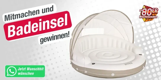 Hitradio RTL Sachsen - eine aufblasbare Badeinsel für Pool, See, Urlaub (Intex 58292EU - Aufblasbare Lounge, Liegeinsel Canopy Island)