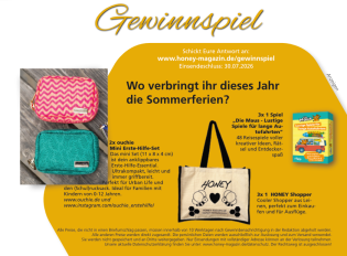 HONEY – Familienmagazin - 3x Spiel mit der Maus, 3x HONEY Shopper, 2 Erste Hilfe Taschen