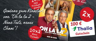 IBIS - 2 x 100 € Thalia Gutscheine, 10x2 Kinogutscheine zum Start des Films "Oh la la 2 - Neue Tests, neues Chaos", 10 IBIS Überraschungspakete