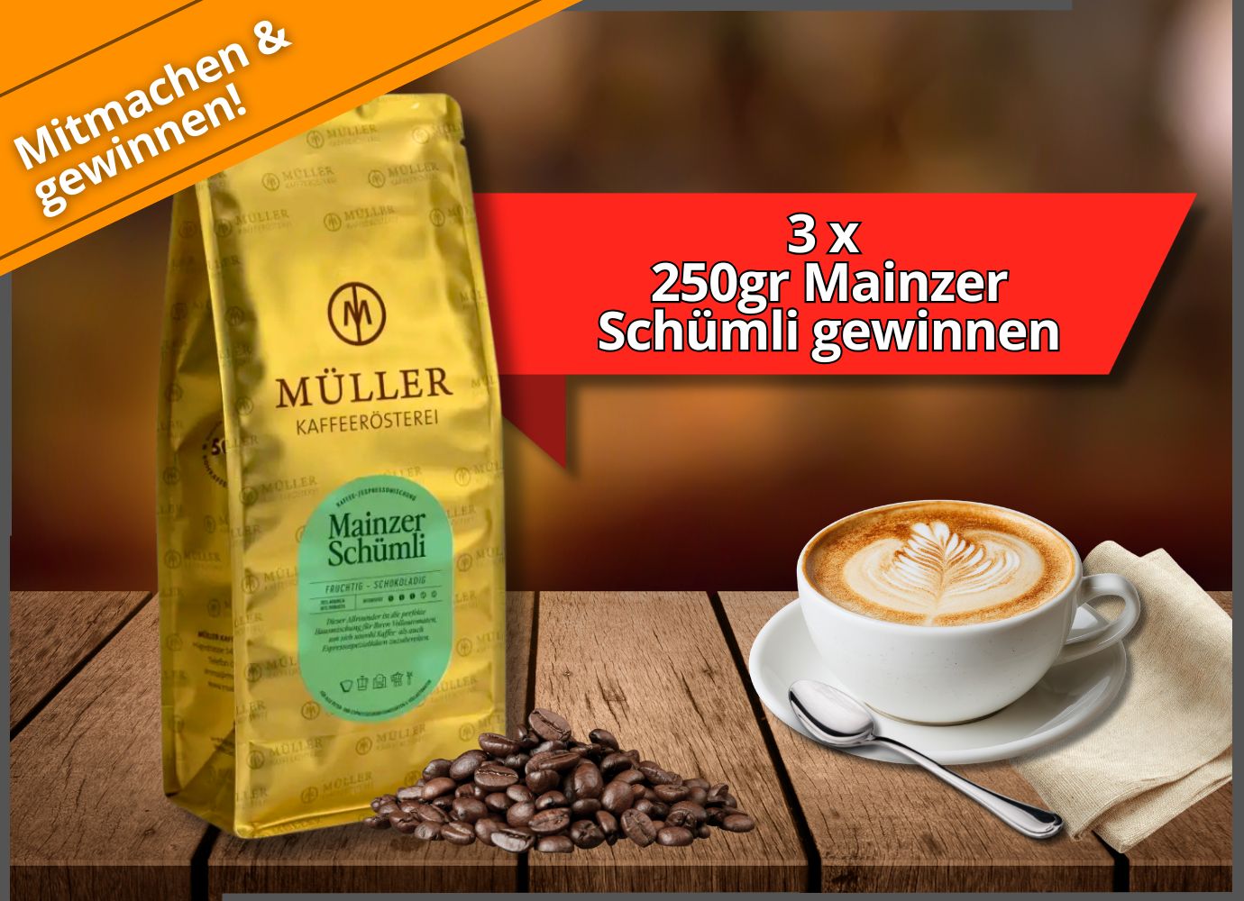 journal lokal - 3x1 Päckchen mit 250gr Mainzer Schümli der Kaffeerösterei Müller in der Nähe von Mainz
