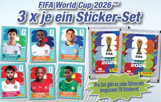 just kick it - 3 x Panini FIFA World Cup 2026 Sticker-Set mit insgesamt 70 Stickern