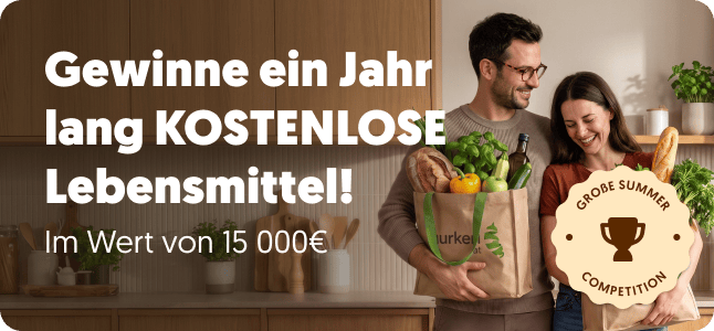 Knuspr -  1× Gratis-Lebensmittel für ein Jahr im Wert von 15.000 € - 1× Knuspr-Gutschein im Wert von 2.000 € - 1× Knuspr-Gutschein im Wert von 1.200 € - 7× Knuspr-Gutscheine im Wert von je 400 € - 20× Knuspr-Gutscheine im Wert von je 200 €