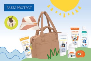 Lunamag - 2 x ein Set mit 7 besonders hautverträglichen Sonnenschutzprodukten von PAEDIPROTECT und einer hochwertigen Strandtasche plus Strandhut von Lässig