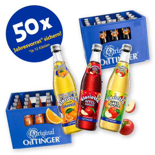 OeTTINGER Brauerei - 50 Glorietta Jahresvorräte (12 Kästen)