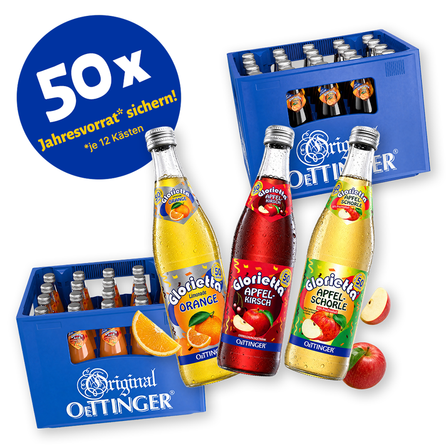 OeTTINGER Brauerei - 50 Glorietta Jahresvorräte (12 Kästen)
