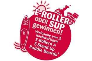 Ratgeberbox - 3 exklusiv gebrandete E-Roller der Marke "emco", 5 gebrandete Stand-Up-Paddle Boards der Marke "Tripstix"