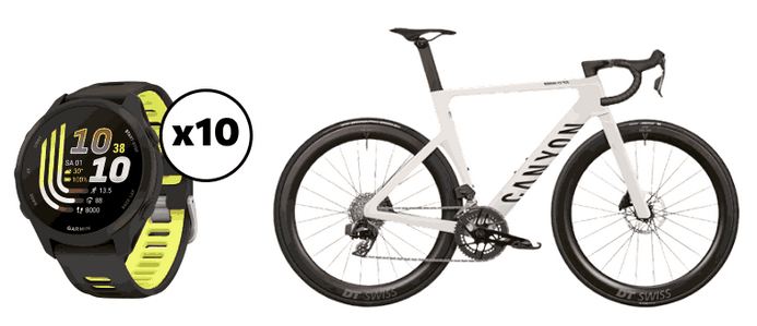 REWE - 1 x Rennrad "Aeroad CF SLX 7 AXS" von Canyon |1 x 3 Tage Urlaub für 2 Personen im Hotel Dips & Drops in Österreich inkl. Anreise | 10 x 1 GPS-Smartwatch "Forerunner 170" von Garmin (Produktkauf)