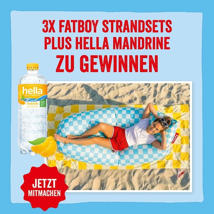 Rezepte mit Herz - 3 fatboy Strandsets im Wert von je 135 € inklusive hella Mandarine zum Probieren