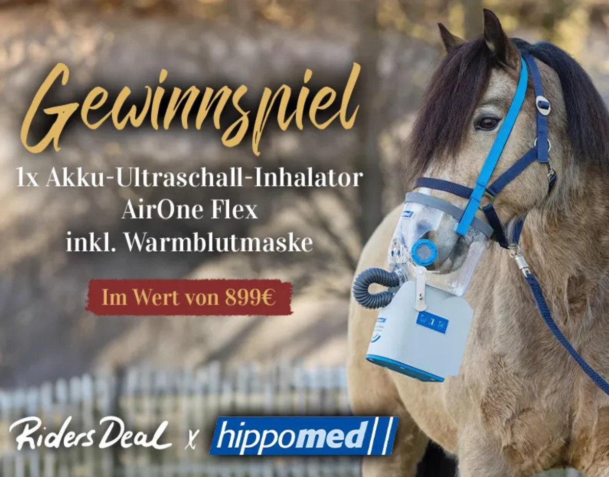 RidersDeal - Akku-Ultraschall-Inhalator für Pferde "AirOne Flex" inkl. Warmblutmaske von Hippomed im Wert von 899€