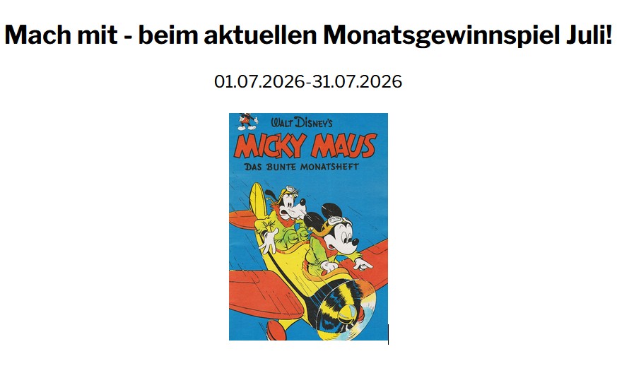 Secondcomic - Monatsgewinnspiel Juli: Gutschein über 20 € auf das gesamte Sortiment des Comic-Shops