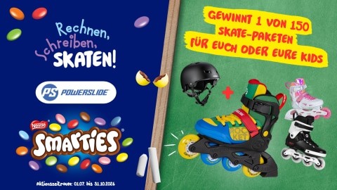Smarties - 150 Skate-Pakete von Powerslide (Skates + Helm)