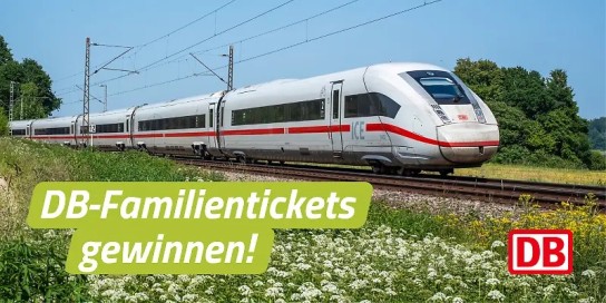 Spreeradio - Gewinn pro Spielrunde: 1 DB-Familienticket für 2 Erwachsene und bis zu 3 Kinder, inklusive Sitzplatzreservierung in der 2. Klasse (Hin- und Rückfahrt) im Wert von 100,- €