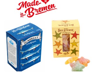 Stadtmagazin Bremen - 3 × 1 Doppelpack Hundshaie und Seesterne – 2 Klassiker unter den maritimen Naschereien aus dem Regionalwaren-Kaufhaus Made in Bremen am Domshof