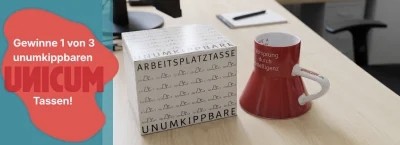 Unicum - Eine von 3 ultimativen unumkippbaren Arbeitsplatztassen