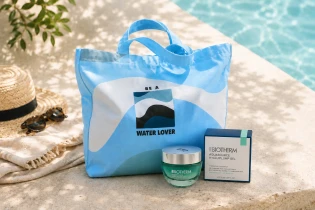 YBPN - 4x Sommer-Set: Beach Bag und Biotherm Aquasource Hyalu Plump Gel