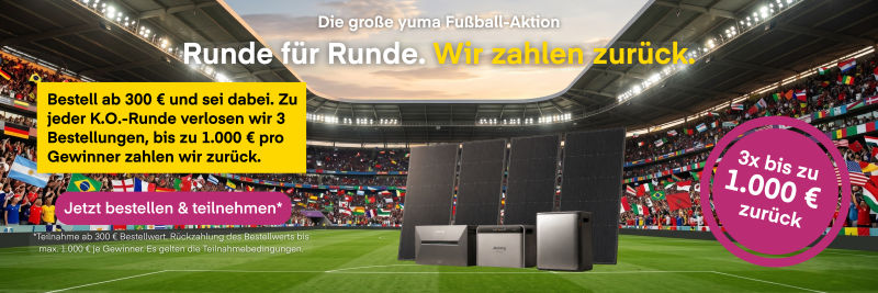 Yuma: Gewinne einen Einkauf bis 1.000 € zu jeder K.O.-Runde im Fußball