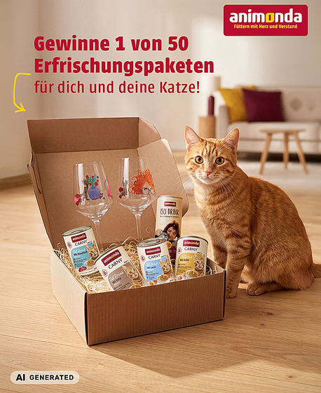 animonda - 50 Probierpakete mit Carny Cat Drink (Huhn und Thunfisch), Ritzenhoff Cocktailsglas 2er-Set und 1 Iso Drink