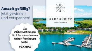 BABISTA - BABISTA Auszeit: 2 Ü/F für 2 Personen + max. 2 Hunden in einer Anker-Penthouse Suite mit Spa-Nutzung und einer Freizeit-Aktivität im MAREMÜRITZ Yachthafen Resort in Waren (Müritz)