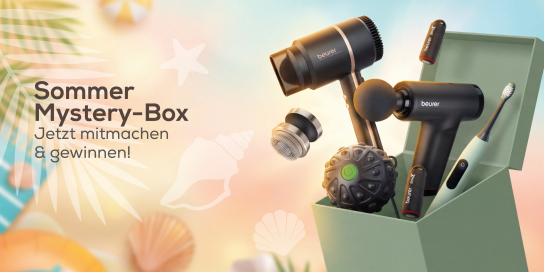 Beurer - Eine Exklusive Beurer Sommer-Mystery-Box im Gesamtwert von über 300 € (u. a. mit einer hochwertigen Beurer Schallzahnbürste und weiteren Produkten für einen modernen und gesunden Lebensstil)
