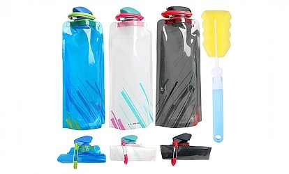 BKKGS - 3 x 1 Soft-Flask 3er-Set (weiche, platzsparende Trinkflaschen mit innovativem Ventil, BPA-frei, auslaufsicher und geschmacksneutral)