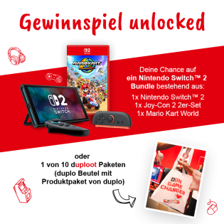 Ferrero - 1x NINTENDO Switch 2, 1x NINTENDO Joy-Con 2er Set, 1x Mario Kart World oder 1 von 10 duploot-Paketen