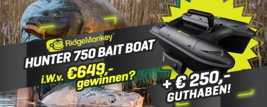 fischdeal.de - Ridgemonkey Hunter 750 Bait Boat i.W.v. €649,- + €250,- Fischdeal Guthaben