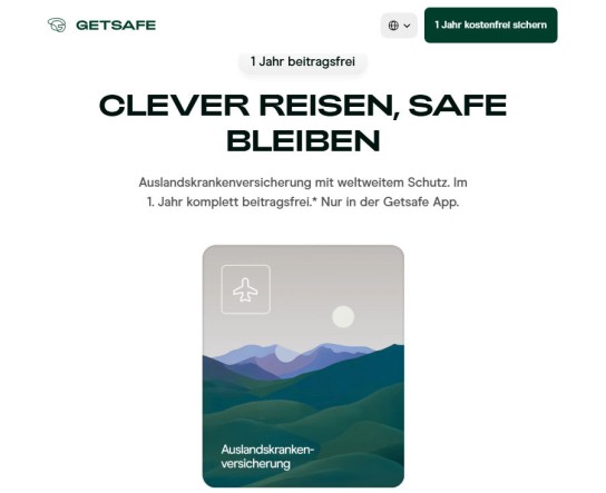 Getsafe: Erhalte 1 Jahr Auslandskrankenversicherung gratis