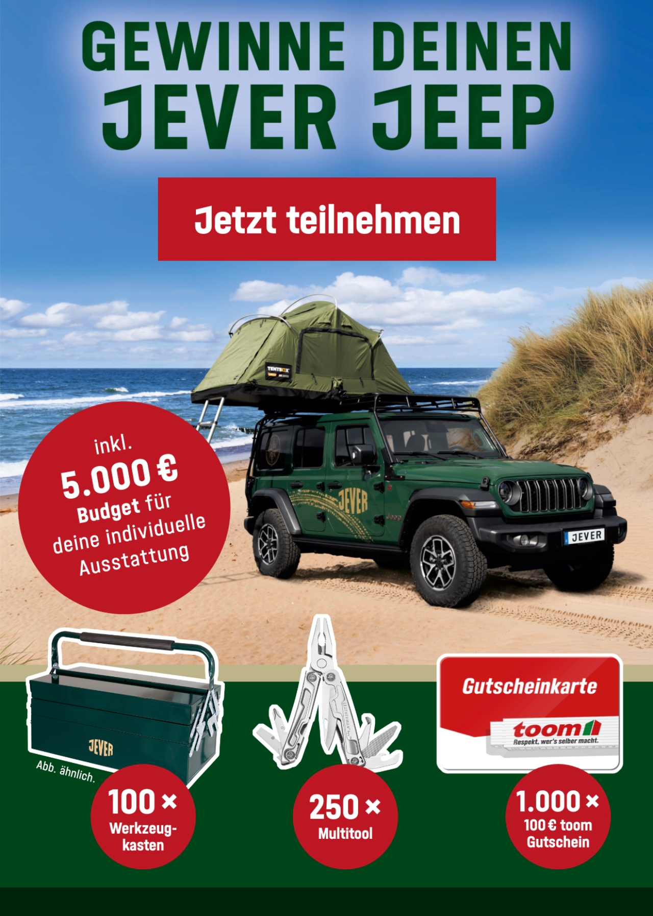 Jever - 1 x Jeep Wrangler Rubicon + 5000€ und weitere Preise (Kronkorken Gewinnspiel)
