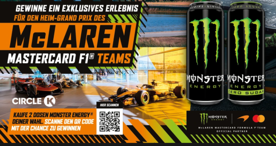Monster Energy - Ein McLAREN MASTERCARD F1® TEAM ERLEBNIS, 3 ÜN für 2 Pers. in Surrey (UK) zwischen dem 01.06.-31.07.2027, 2 Tickets für eine MTC-Tour und ein Kart-Erlebnis, 2 Tickets für ein McLaren All-Access-Erlebnis inkl. Flüge u. Transfers