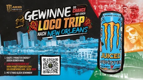Monster Energy - Eine Reise für 2 Personen nach New Orleans zwischen dem 1. Oktober 2026 und dem 31. Dezember 2026 mit einer Dauer von 4 (5) Nächten mit Unterbringung in einem Zweibettzimmer