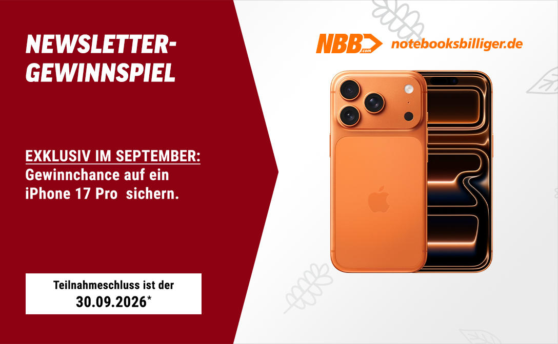notebooksbilliger.de: ein iPhone 17 Pro und 10 x 50 € Einkaufsgutscheine zu gewinnen