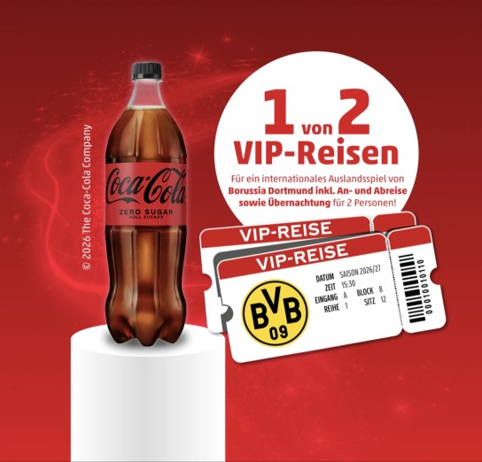 Penny - 1 von 2 VIP-Reisen für ein internationales Auslandsspiel Borussia Dortmund inkl. An- und Abreise sowie Übernachtung für 2 Personen