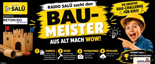 RADIO SALÜ - Hauptpreis: für das Legoland Deutschland - 2 Tage Eintritt  (2 Erw. + 2 Kids) + 1 Übernachtung mit Frühstück im Pirateninsel Hotel oder der Waldabenteuer Lodge im LEGOLAND Feriendorf