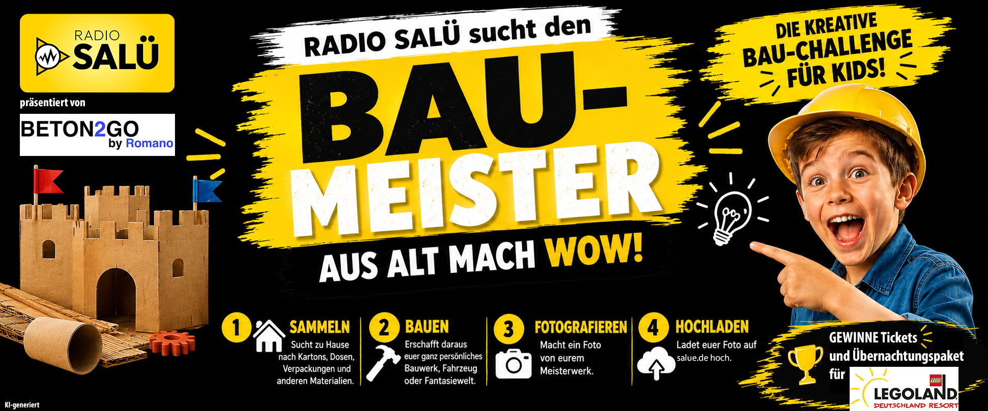 RADIO SALÜ - Hauptpreis: für das Legoland Deutschland - 2 Tage Eintritt  (2 Erw. + 2 Kids) + 1 Übernachtung mit Frühstück im Pirateninsel Hotel oder der Waldabenteuer Lodge im LEGOLAND Feriendorf