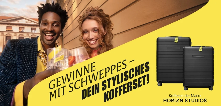 Schweppes - 1x Kofferset bestehend aus den Modellen "H5 Essential All Black" und "H7 Essential All Black" der Marke Horizn Studios