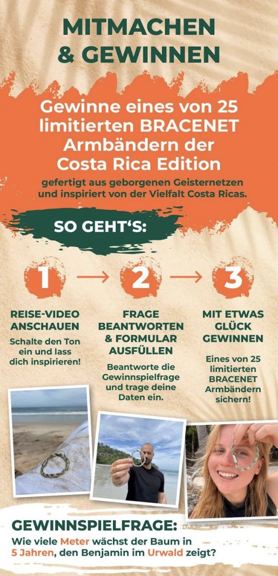 SOKRATIV - 25 BRACENET-Armbänder der limitierten Costa Rica Edition im Wert von jeweils ca. 20 €