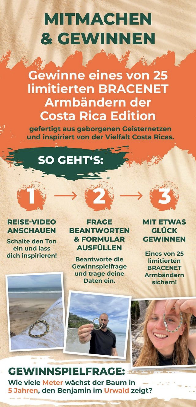 SOKRATIV - 25 BRACENET-Armbänder der limitierten Costa Rica Edition im Wert von jeweils ca. 20 €