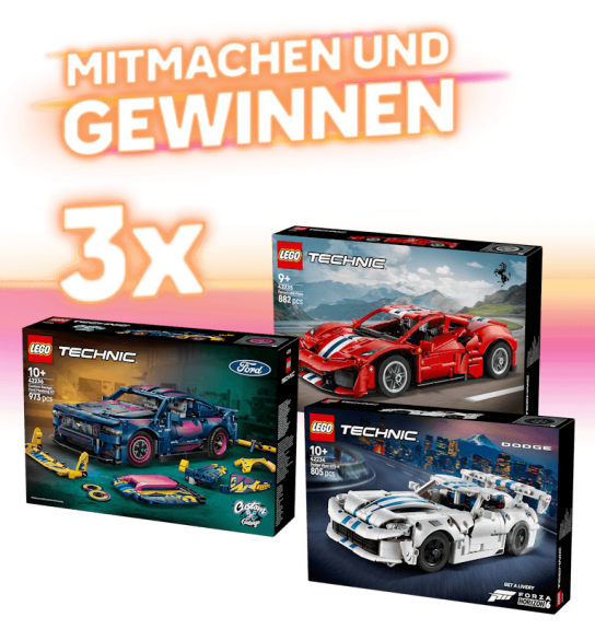 toggo - 3x LEGO® Technic Set bestehend aus: Ford Mustang GT Auto aus der Tuning-Werkstatt, Ferrari 488 PISTA Auto und Dodge Viper GTS-R Sportwagen