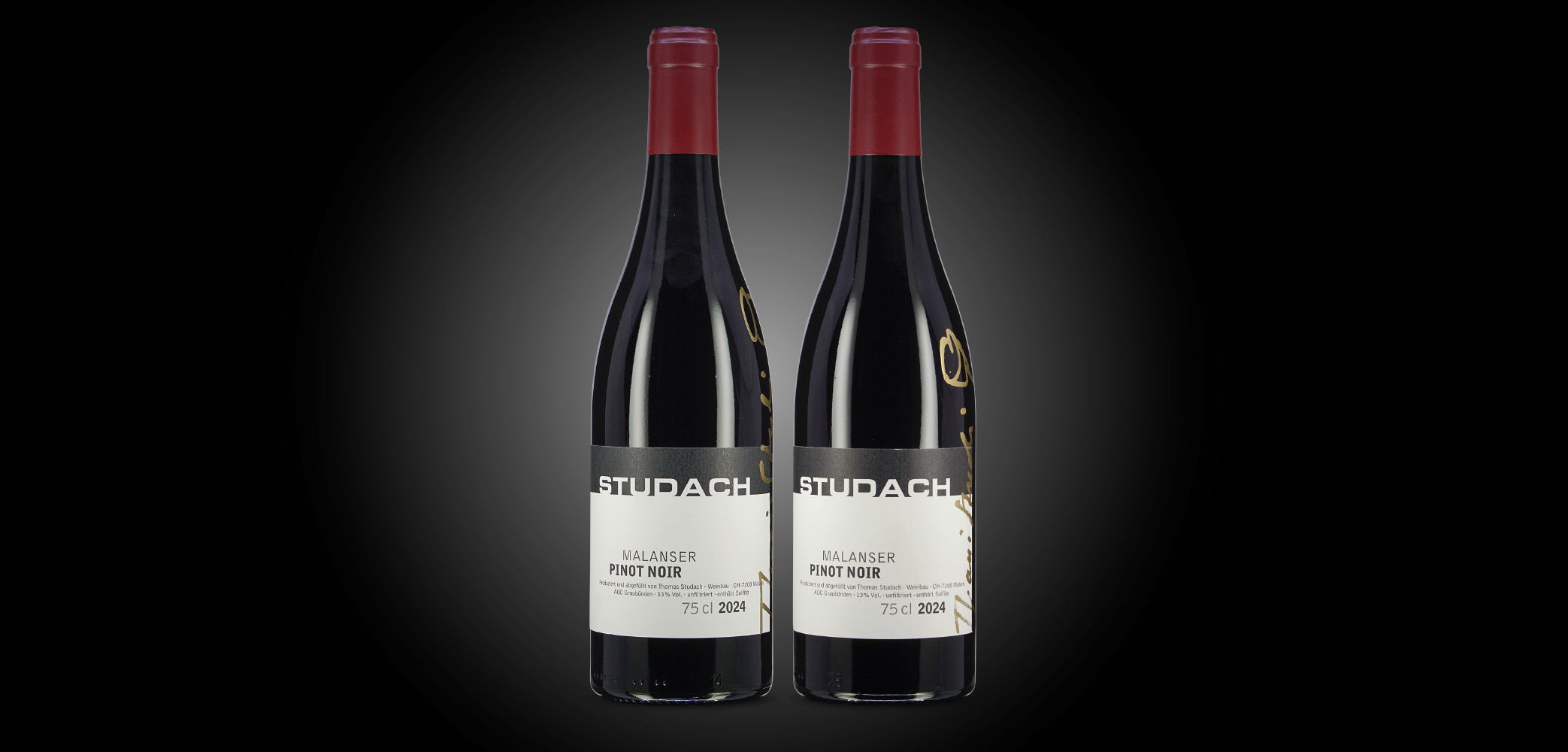 VINUM - 2 Flaschen Pinot Noir 2024 – exklusiv signiert von der ­Winzerlegende Thomas Studach