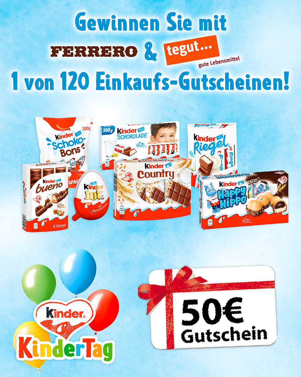 Ferrero - 120 x 1 Einkaufsgutschein von Tegut im Wert von 50€