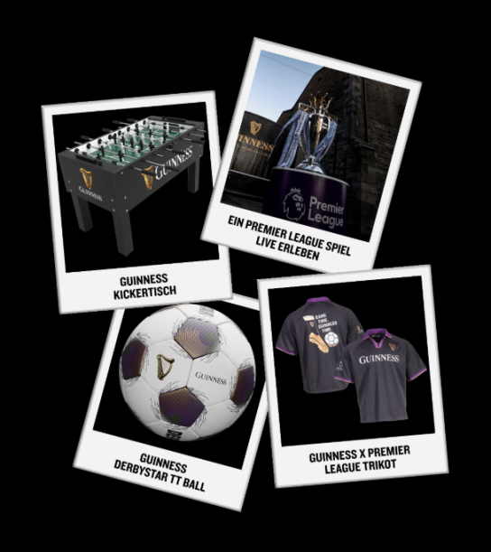 Guinness - 3 x jeweils eine Reise für 2 Personen zu einem Premier League Spiel eines der Londoner Clubs in der Saison 2026/27 , 100 x jeweils ein Guinness Derbystar TT Fußball und weitere Preise