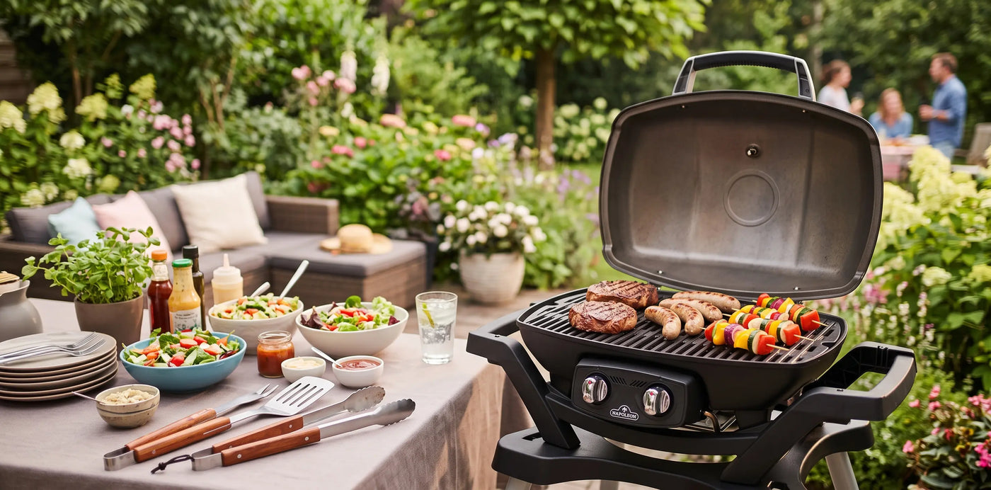 Kitchenland - Ein Napoleon PRO285-BK TRAVELQ PRO285 inkl. Grillplatte, Warmhalterost & Abdeckhau
